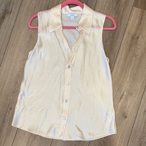 Vince Cream Satin Sleeveless Blouse